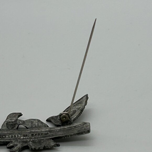 Pewter Bird Brooch M Bastian Vintage Pin 1999 Nature-Inspired Design - Picture 16 of 16